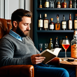 **

"A cozy home bar setup with Edison bulb lighting, a small shelf displaying liquor bottles, and a comfortable armchair. A person is sitting, reading a book and sipping a cocktail. Soft, warm lighting. safe for work, appropriate content, fully clothed, professional photography, natural proportions, well-formed hands, modest clothing, family-friendly, high quality."

**